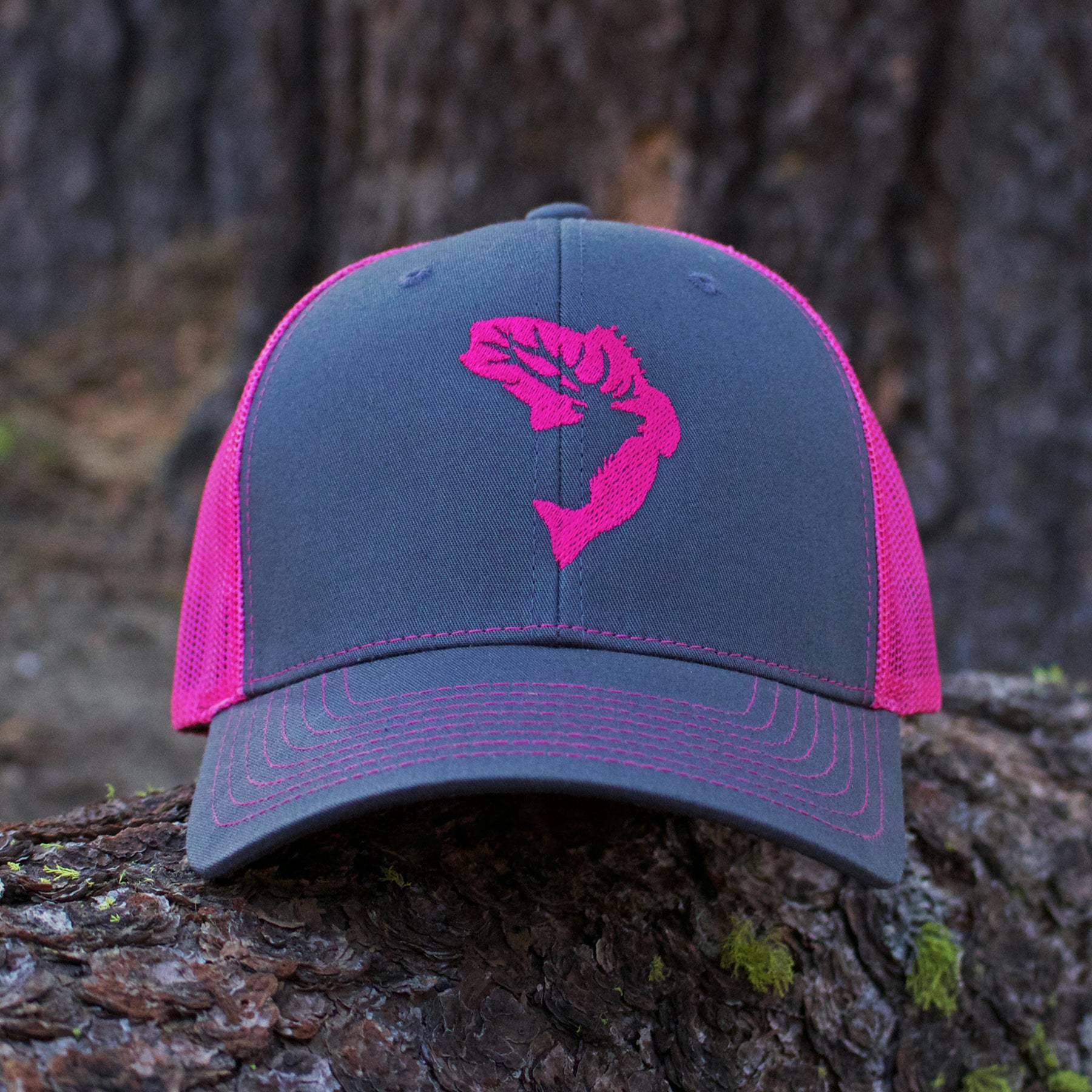 Grey & Pink Embroidered Hat