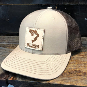 Khaki & Coffee Leather Center Patch Hat